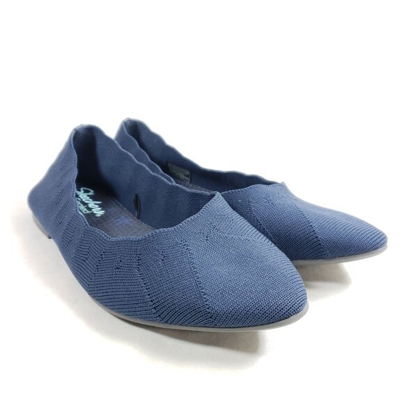 Skechers Womens Size 6.5 Blue Knit Ballet Flats - Picture 1 of 9